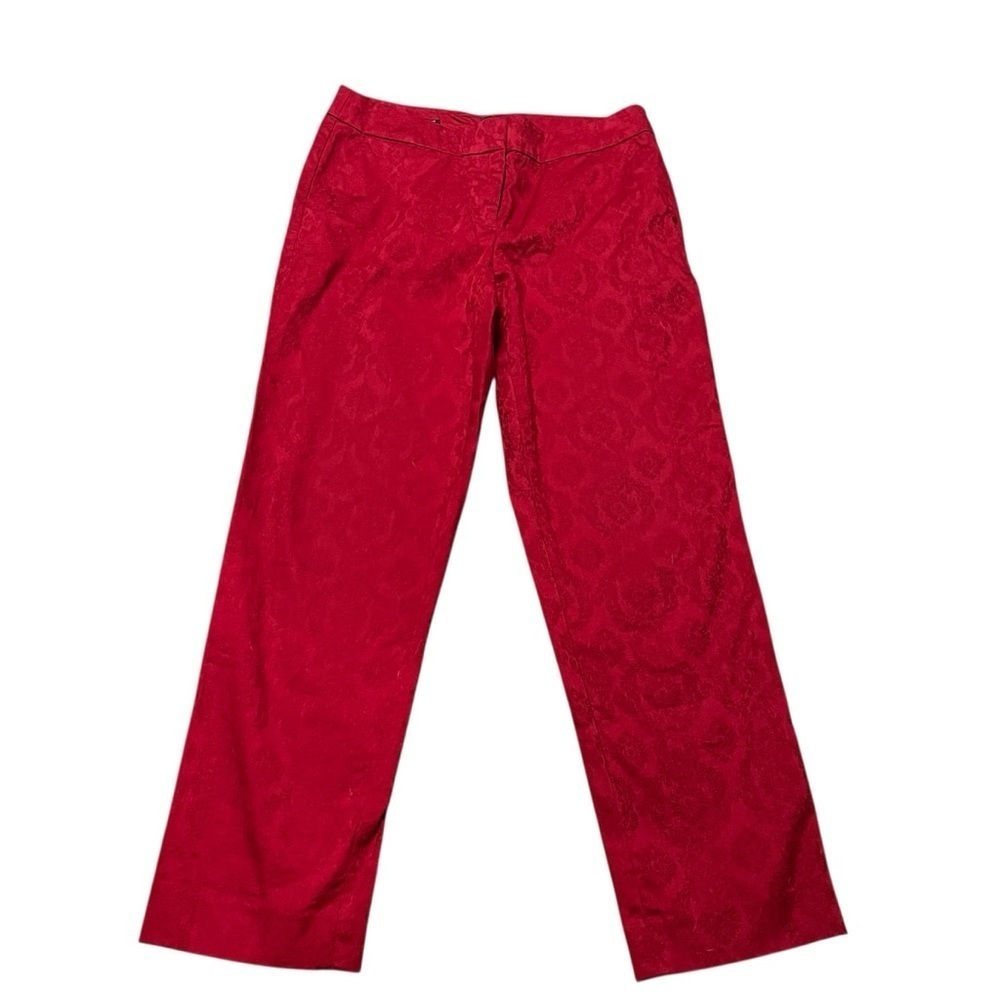 Talbots Damask Signature Red Trousers Size 8p Business Casual Holiday Party
